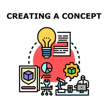 Creating concept generating innovative ideas and development process Stock Illustration