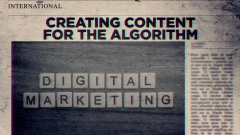 Creating Content for the Algorithm Title on Newspaper headline Style Stock Footage 317054811