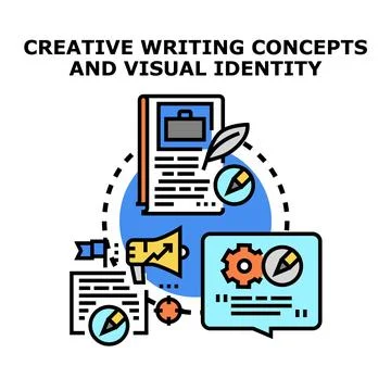 Creating content and developing visual identity concepts Stock Illustration