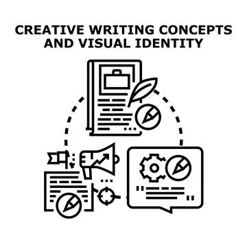 Creating content and developing visual identity concepts Stock Illustration