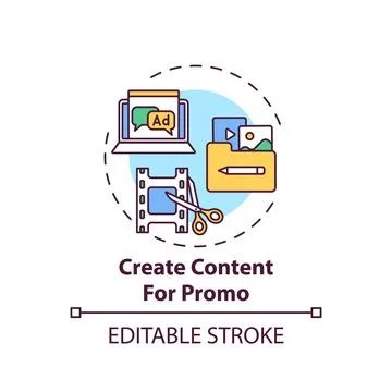 Creating content for promo concept icon Illustrazione stock