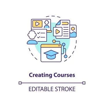 Creating courses multicolor concept icon Stock Illustration
