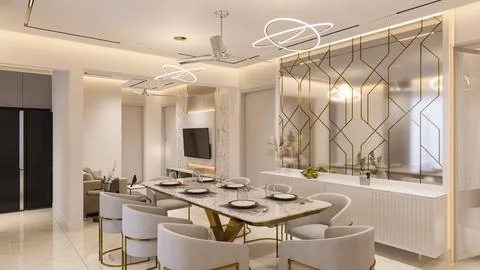 Creating a Cozy and Modern Dining Room Space Stock-Illustration