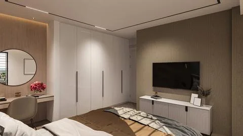 Creating a Cozy Reading Nook in Your Modern Master Bedroom Illustrazione stock