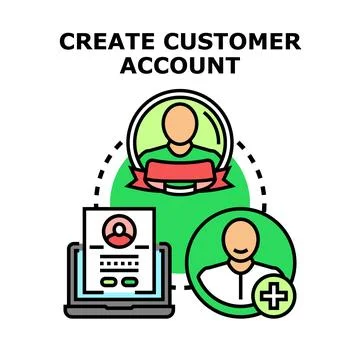 Creating customer account on computing device process Stock Illustration
