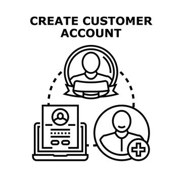 Creating customer account on computing device process Stock Illustration