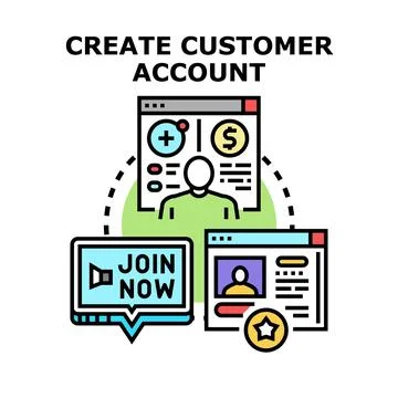 Creating customer account user registration process Stock Illustration