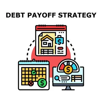 Creating debt payoff strategy and financial planning managing money Stock Illustration