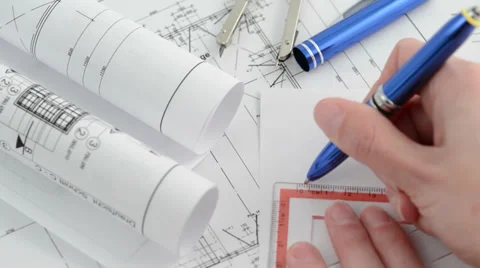 Creating a design sketch with a triangle Video stock 33980584