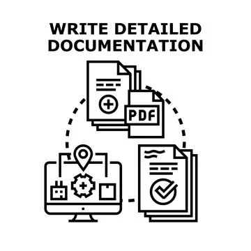 Creating detailed documentation and online records concept 库存插图