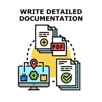 Creating detailed documentation and online records concept 库存插图