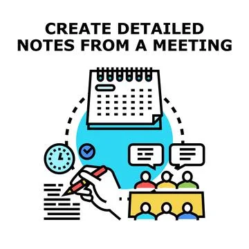 Creating detailed meeting notes and calendar planning Stock Illustration