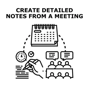 Creating detailed meeting notes and calendar planning Stock Illustration