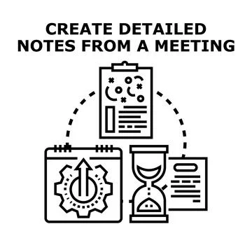 Creating detailed notes from a meeting concept Stock Illustration