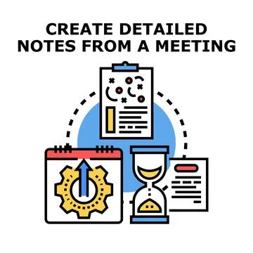 Creating detailed notes from a meeting concept 库存插图