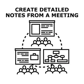 Creating detailed notes from a meeting concept 스톡 일러스트