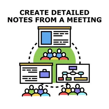 Creating detailed notes from a meeting concept 스톡 일러스트