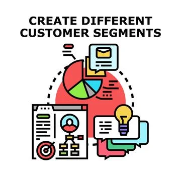 Creating different customer segments for marketing strategy Illustrazione stock