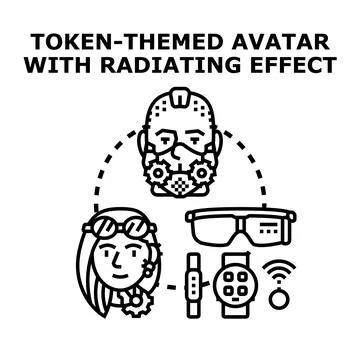 Creating digital avatar characters with wearable technology Illustrazione stock