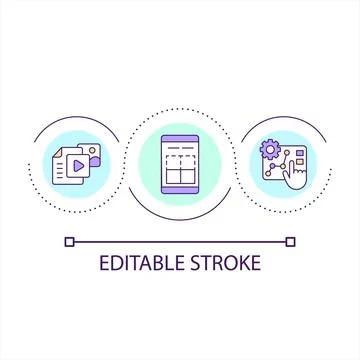 Creating digital content for internet media loop concept icon 스톡 일러스트