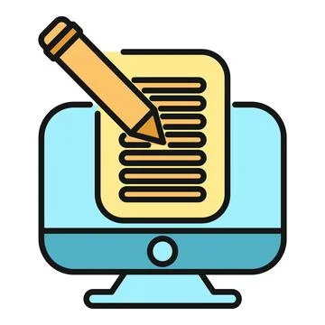 Creating digital content online with computer monitor icon 库存插图