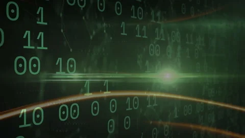 Creating digital data processing, glowing lines and binary code in animation Stock Footage 303527973