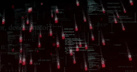 Creating digital matrix, binary code and data streams on dark background Stock Footage 304765667