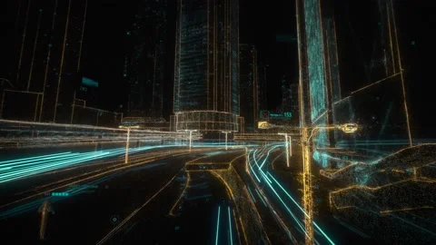 Creating digital model of a city. Artificial Intelligence technology concept Stock Footage 148109467