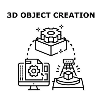 Creating digital objects for additive manufacturing production Stock Illustration