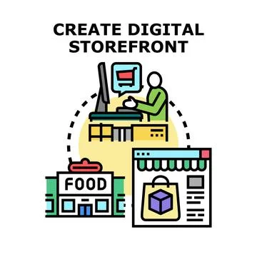 Creating digital storefront for online retail business Stock Illustration