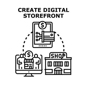 Creating digital storefront for online shopping business Stock Illustration