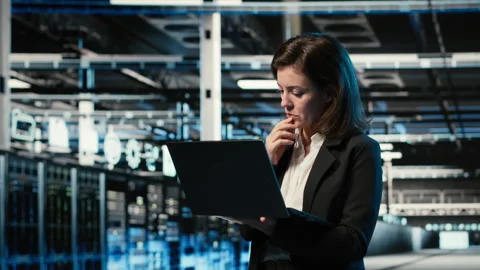Creating digital twin scan, laptop and admin in data center Stock Footage 329326062