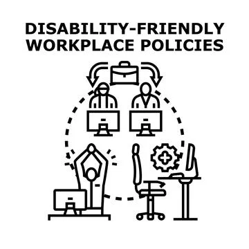 Creating disability friendly workplace policies for employees Stock Illustration