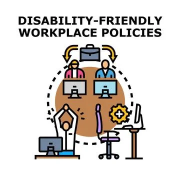 Creating disability friendly workplace policies for employees Stock Illustration