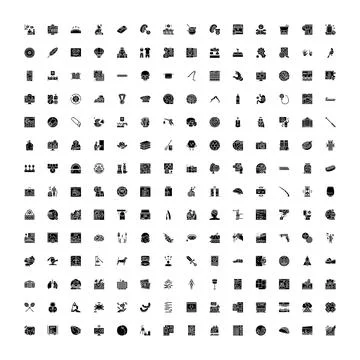 Creating a diverse collection of flat design glyph icons Stock Illustration