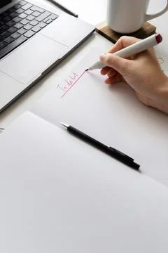 Creating a To-Do List at Workspace Stock Photos