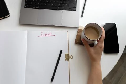 Creating a To-Do List at Workspace Stock Photos