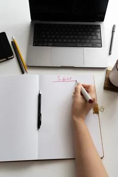Creating a To-Do List at Workspace Stock Photos