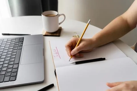 Creating a To-Do List at Workspace Stock Photos