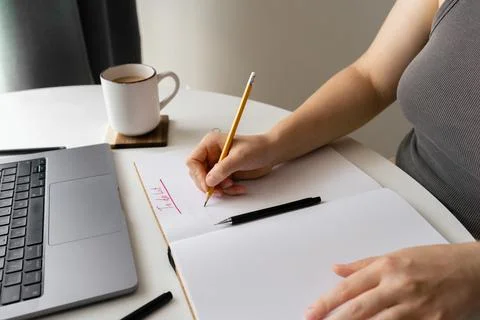 Creating a To-Do List at Workspace Stock Photos