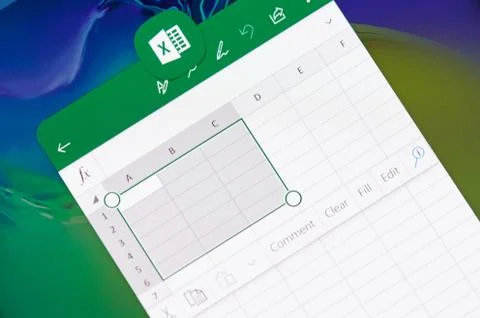 Creating document in microsoft office excel application Fotos de archivo