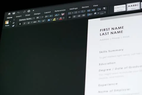 Creating document in microsoft word office Foto stock