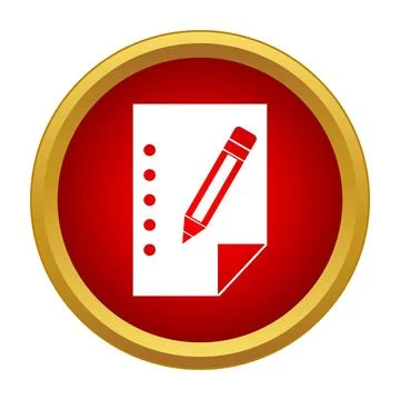 Creating document note icon on red circle background 库存插图