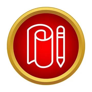 Creating document outline icon with paper and pencil Illustration