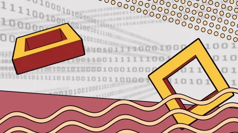 Creating dynamic design, abstract geometric shapes and binary code with Stock Footage 304768917