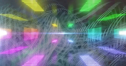 Creating dynamic visual effects, colorful light patterns and lines in animation 库存影片 304204046