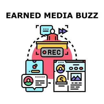 Creating earned media buzz spreading brand message Stock Illustration
