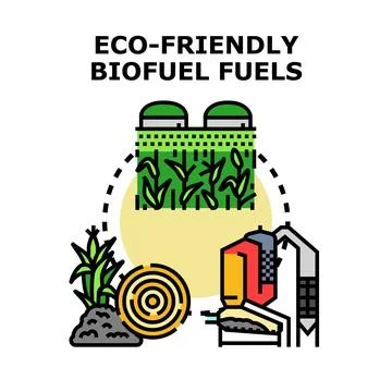 Creating eco friendly biofuel fuels from biomass materials Stock Illustration