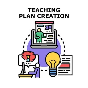 Creating educational and academic program lesson plans Stock Illustration