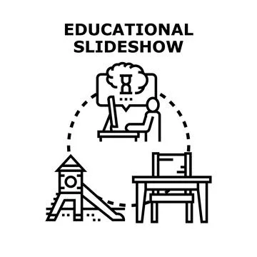 Creating educational digital slideshow for childhood learning Stockillustratie